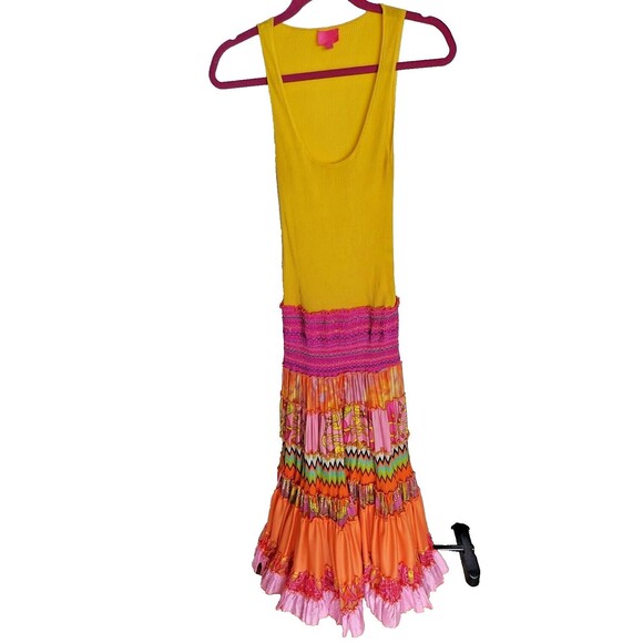 Ginger & Java Fun Fiesta Full Mix Pattern Multicolor Tiered Boho Gypsy Dress - Picture 4 of 9